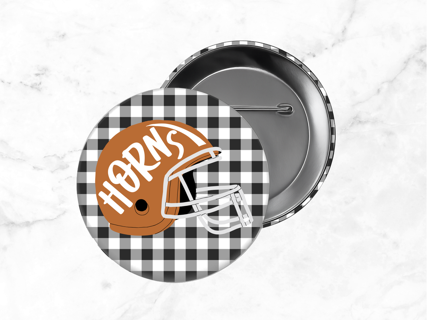 Horns Up Game Day Button