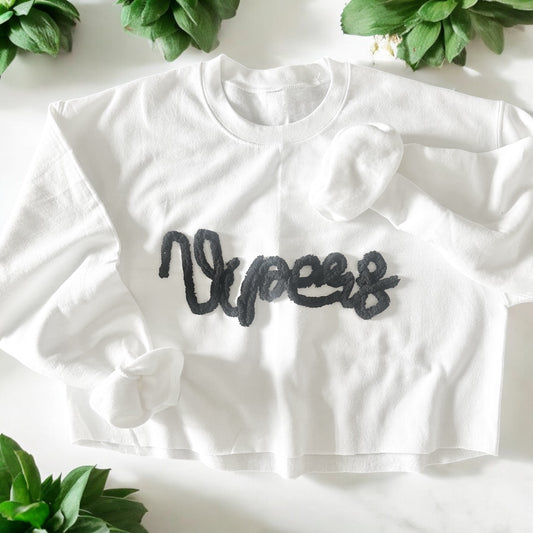 Chenille Style Yarn Script Sweatshirt