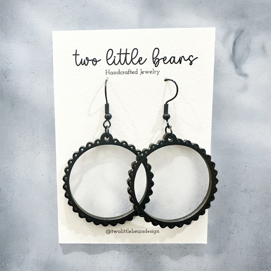 Black Eyelet Acrylic Earrings