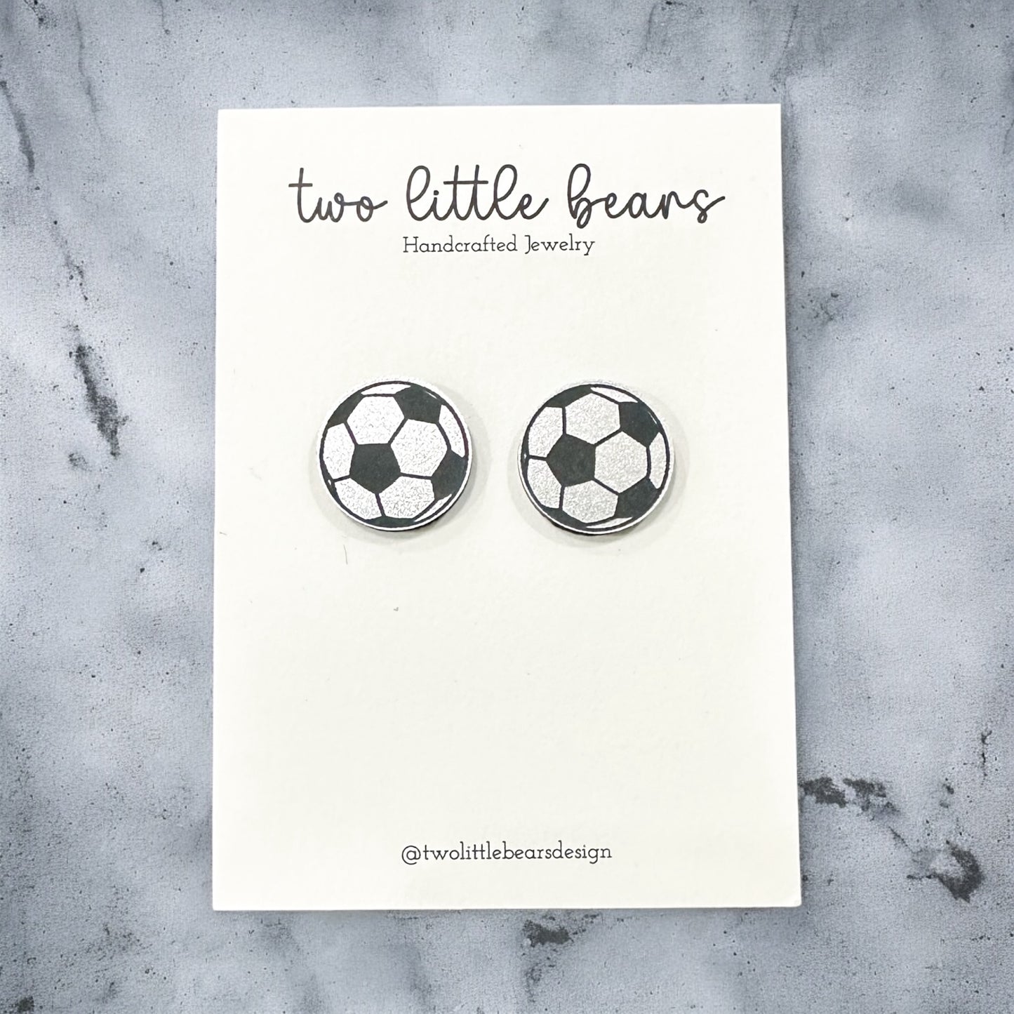 Silver & Black Acrylic Soccer Earrings