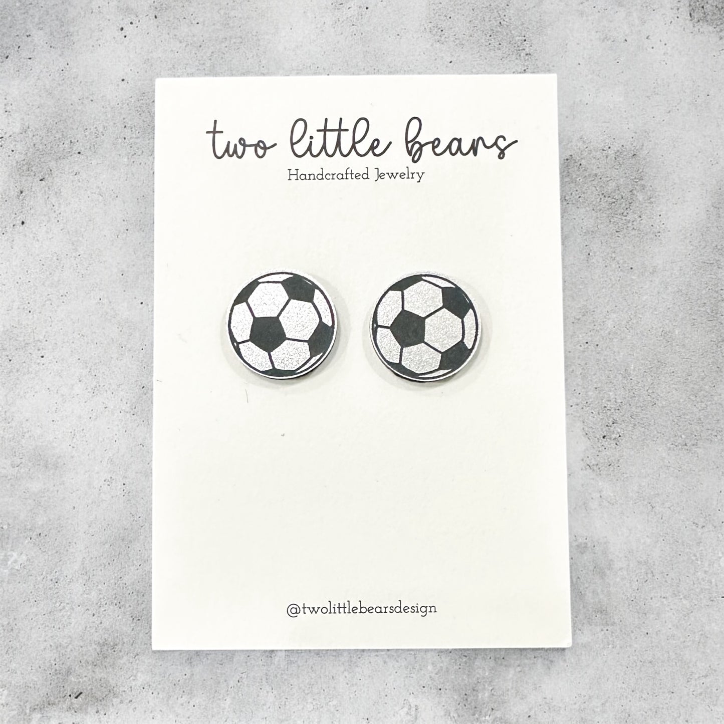 Silver & Black Acrylic Soccer Earrings