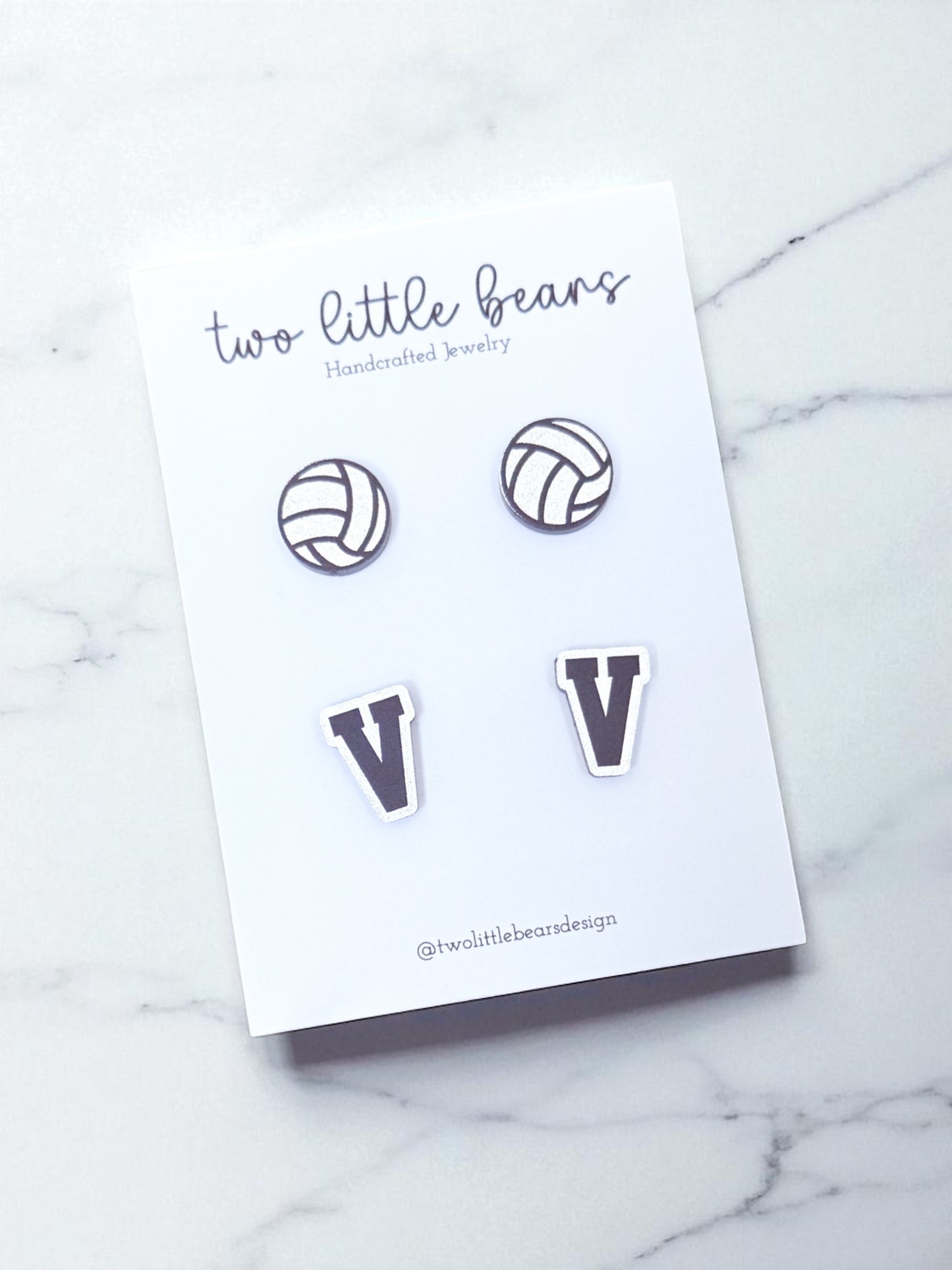 Black & Silver Volleyball Earrings
