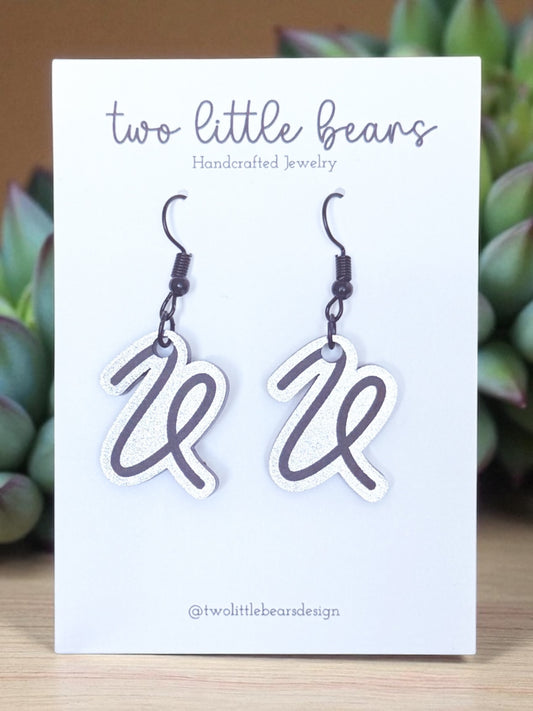 Vipers Script “V” Earrings