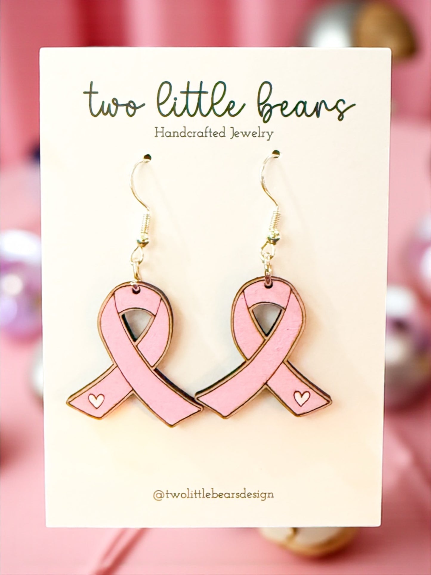 Pink Ribbon Breast Cancer Awareness Earrings