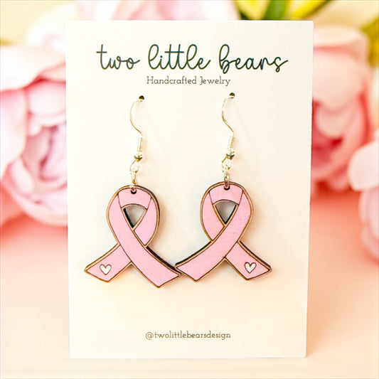 Pink Ribbon Breast Cancer Awareness Earrings