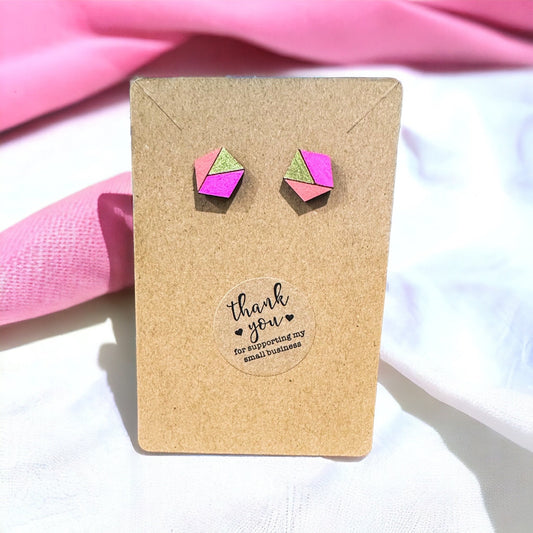 Geometric Pink & Gold Earrings