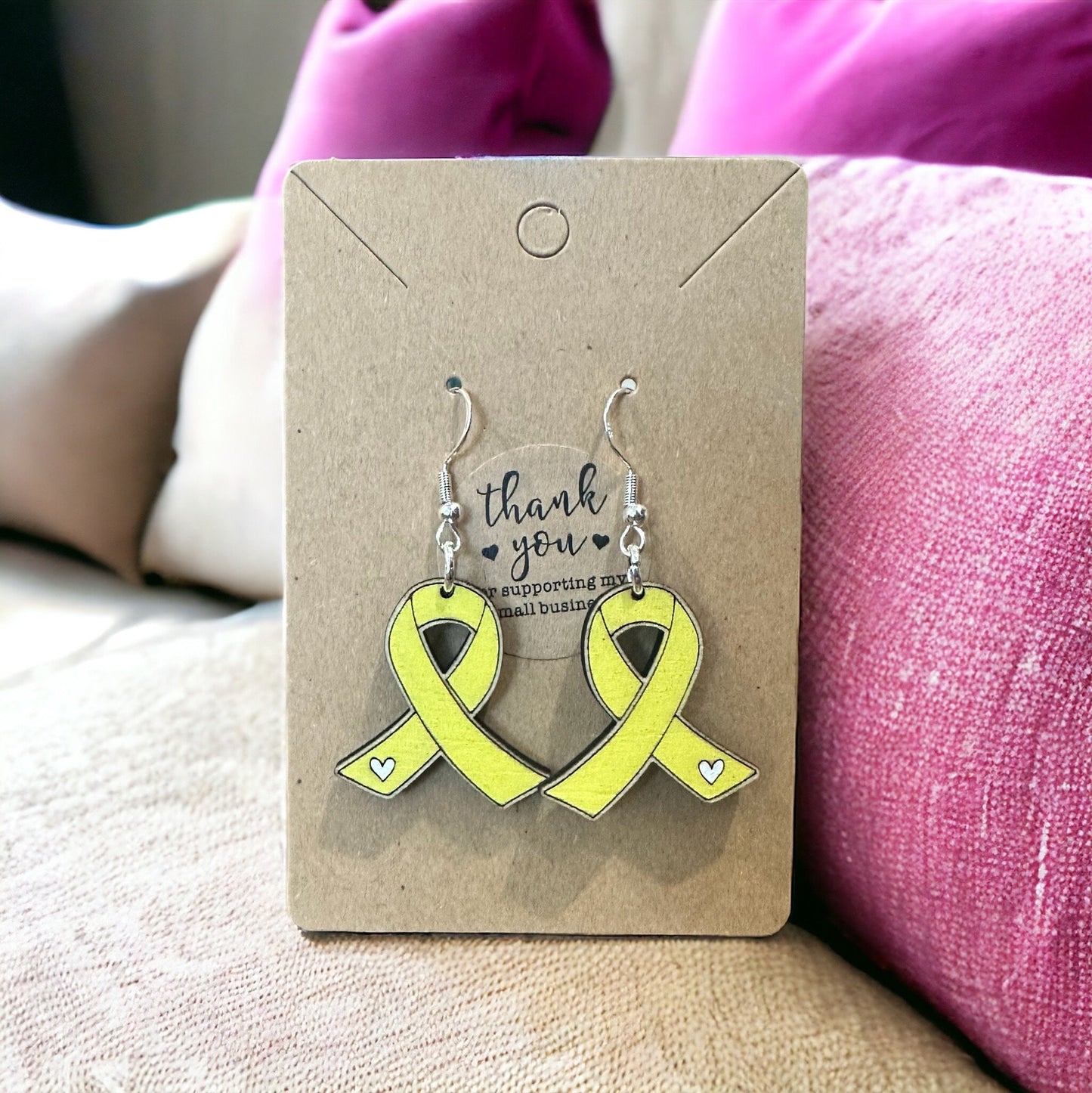 Yellow Ribbon Awareness Earrings