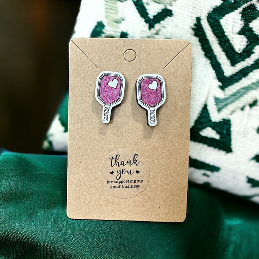 Pickleball Paddle Love Earrings