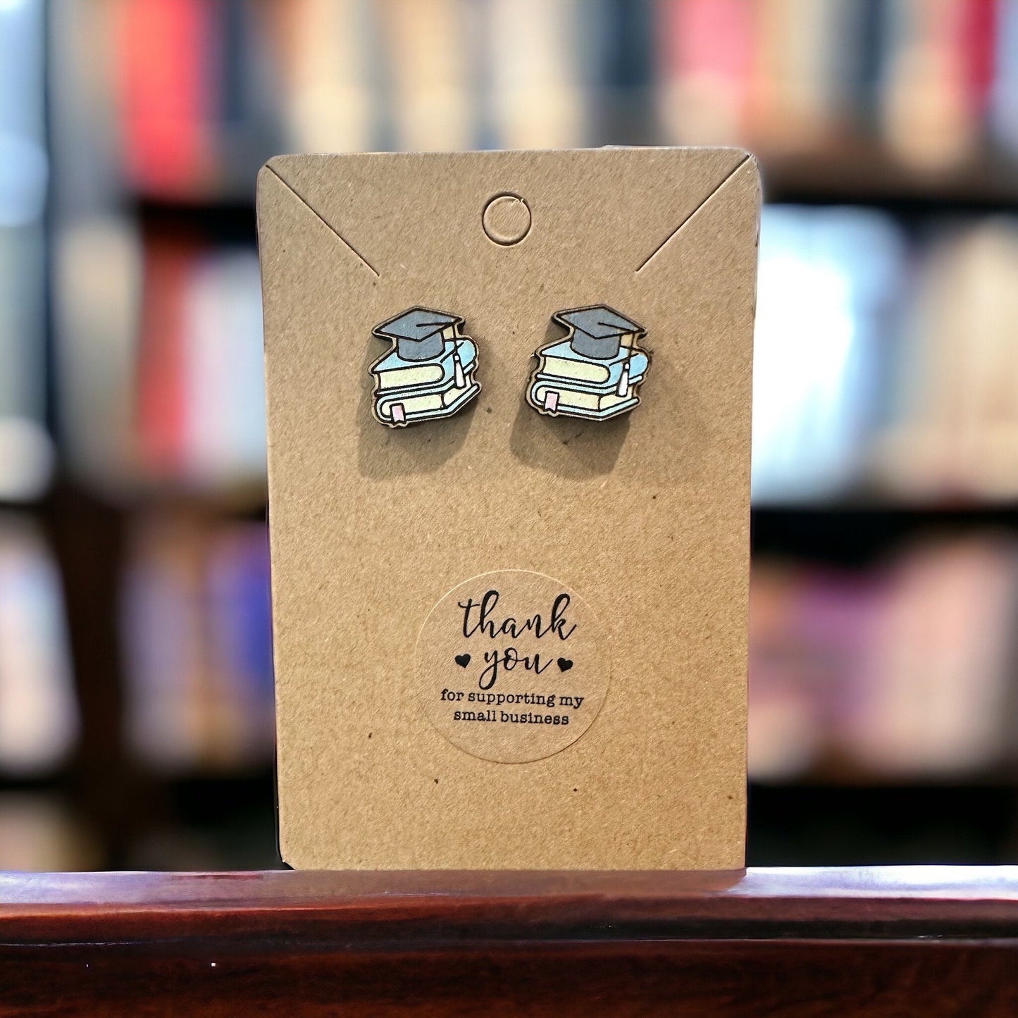 Graduation Hat and Books Earrings