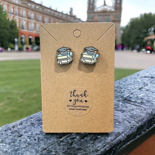 Graduation Hat and Books Earrings