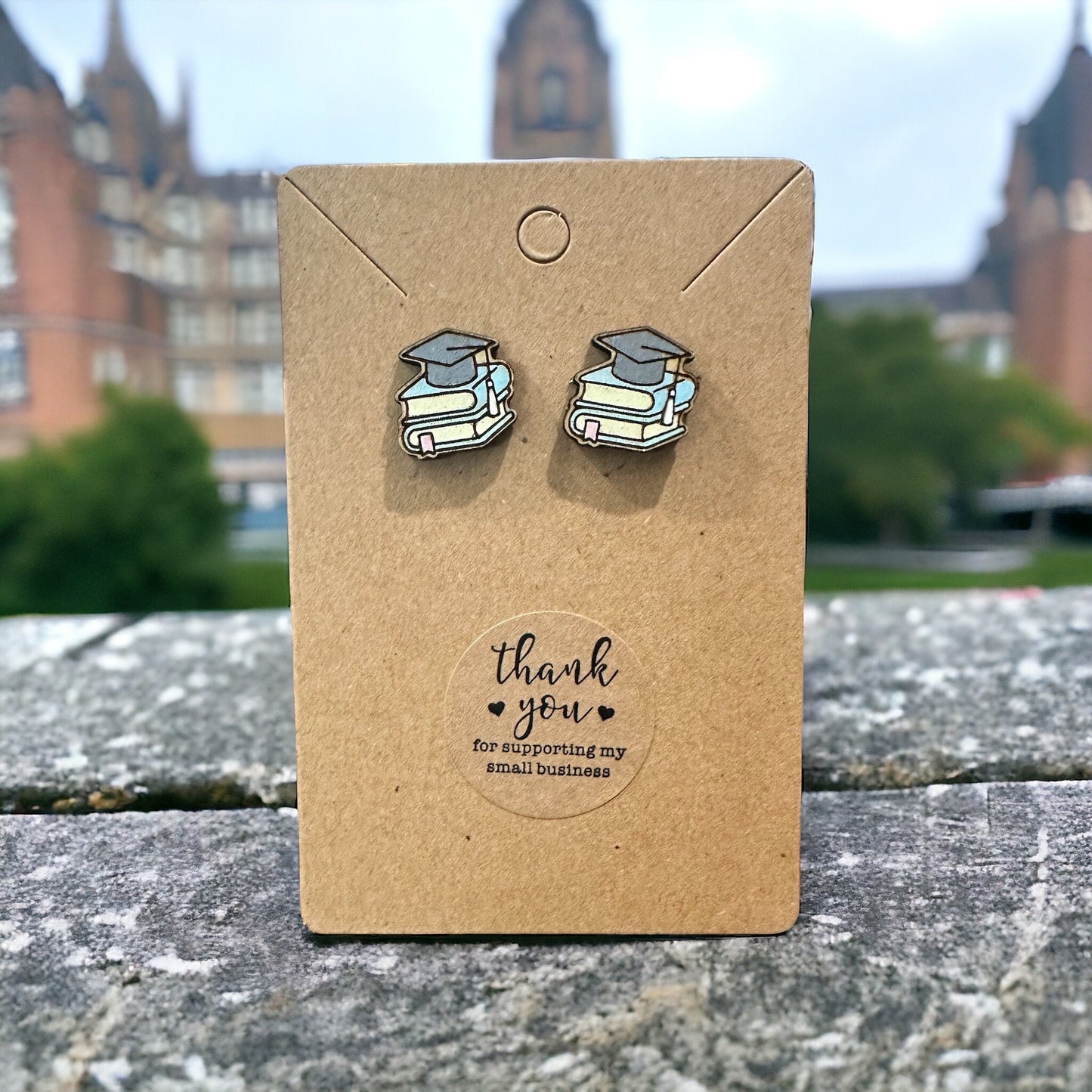 Graduation Hat and Books Earrings