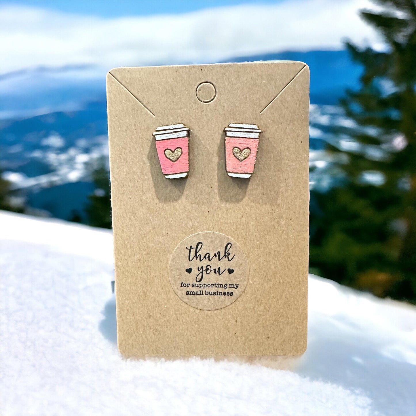 Coffee Earrings Pink & Gold | Starbucks | Coffee | Espresso