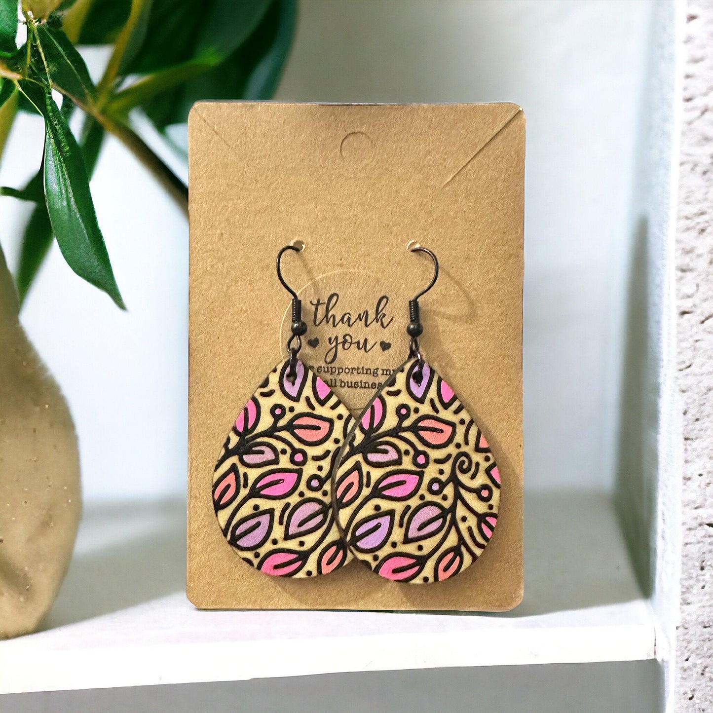 Color Burst Leaf Earrings