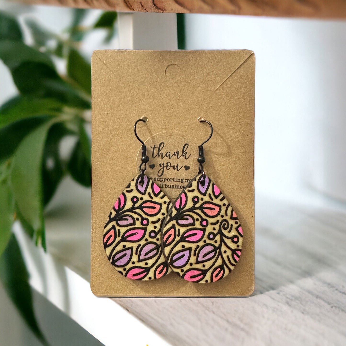Color Burst Leaf Earrings