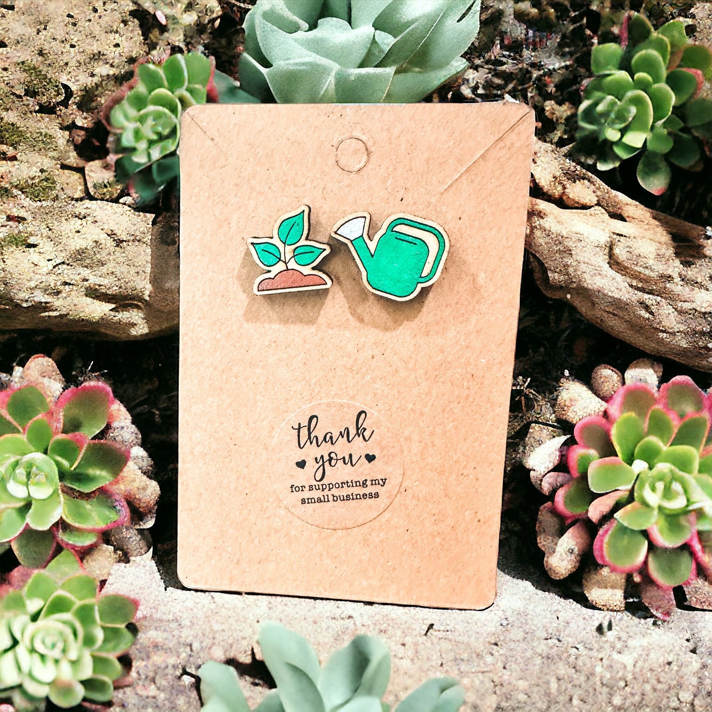Gardening Plant + Watering Can Earrings