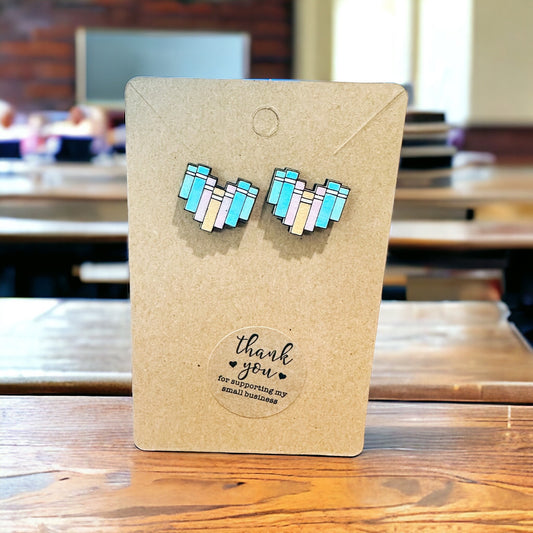 Book Heart Earrings