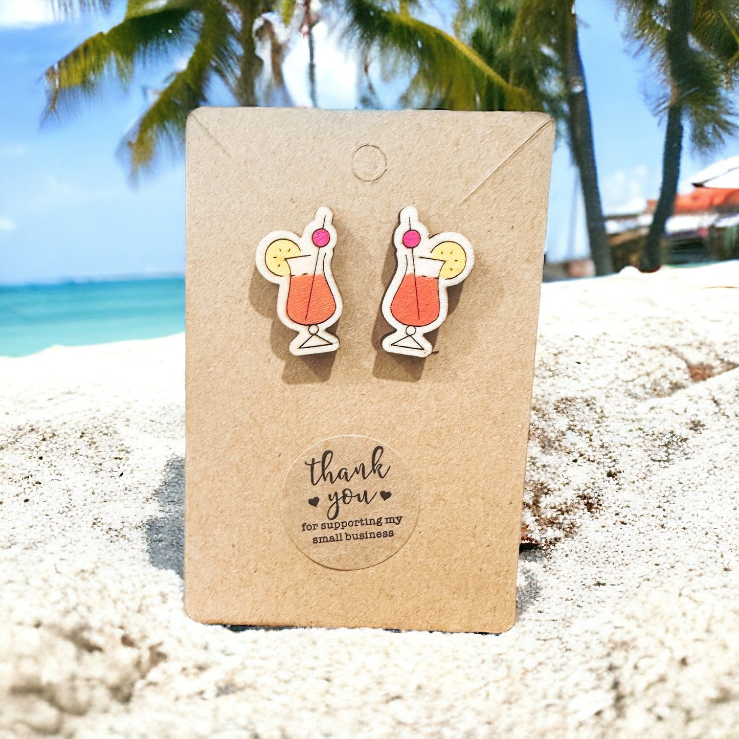 Cheers to Fun! Peach Fruity Cocktail Earrings