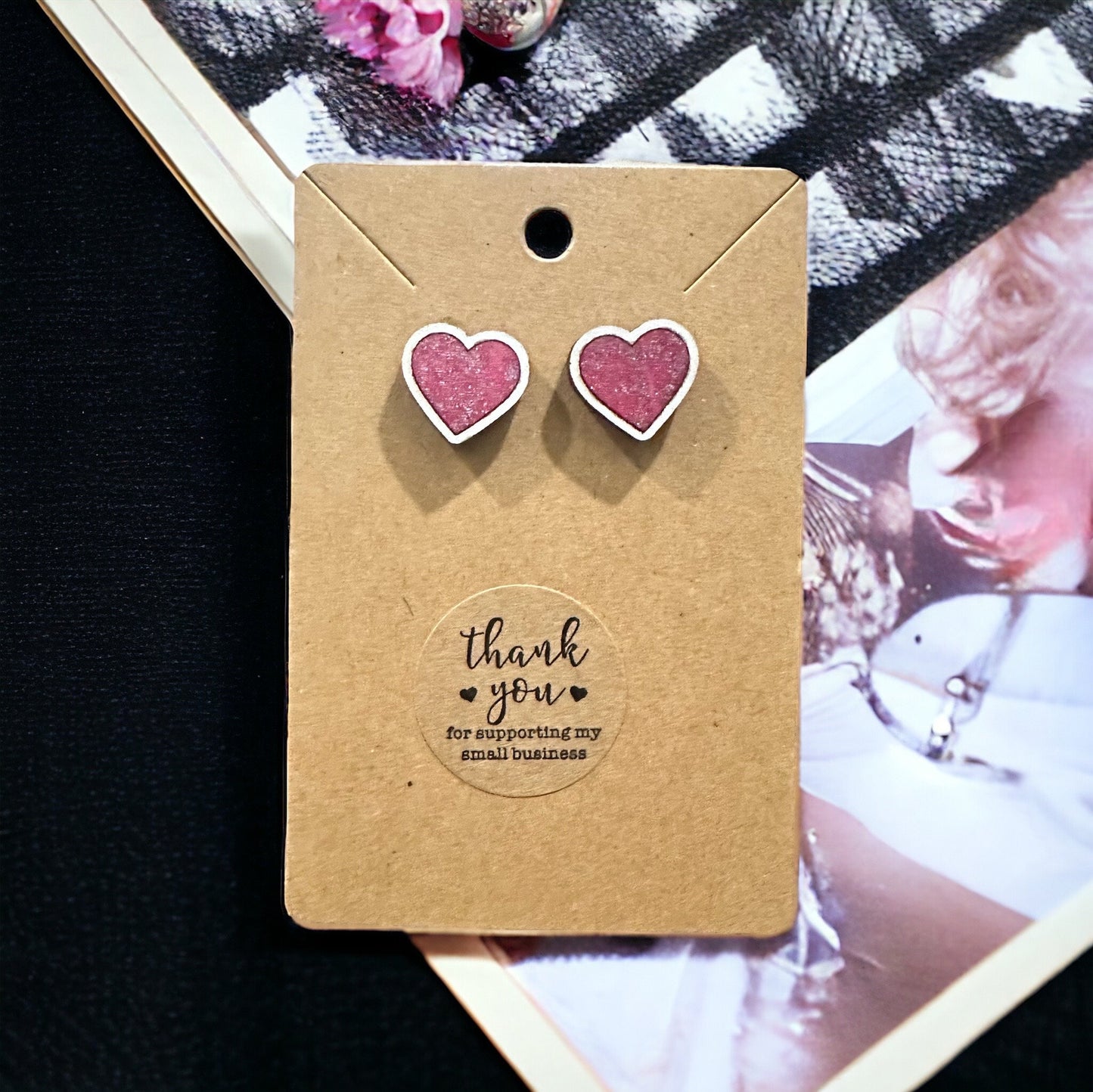 Glitter Heart Medium Earrings