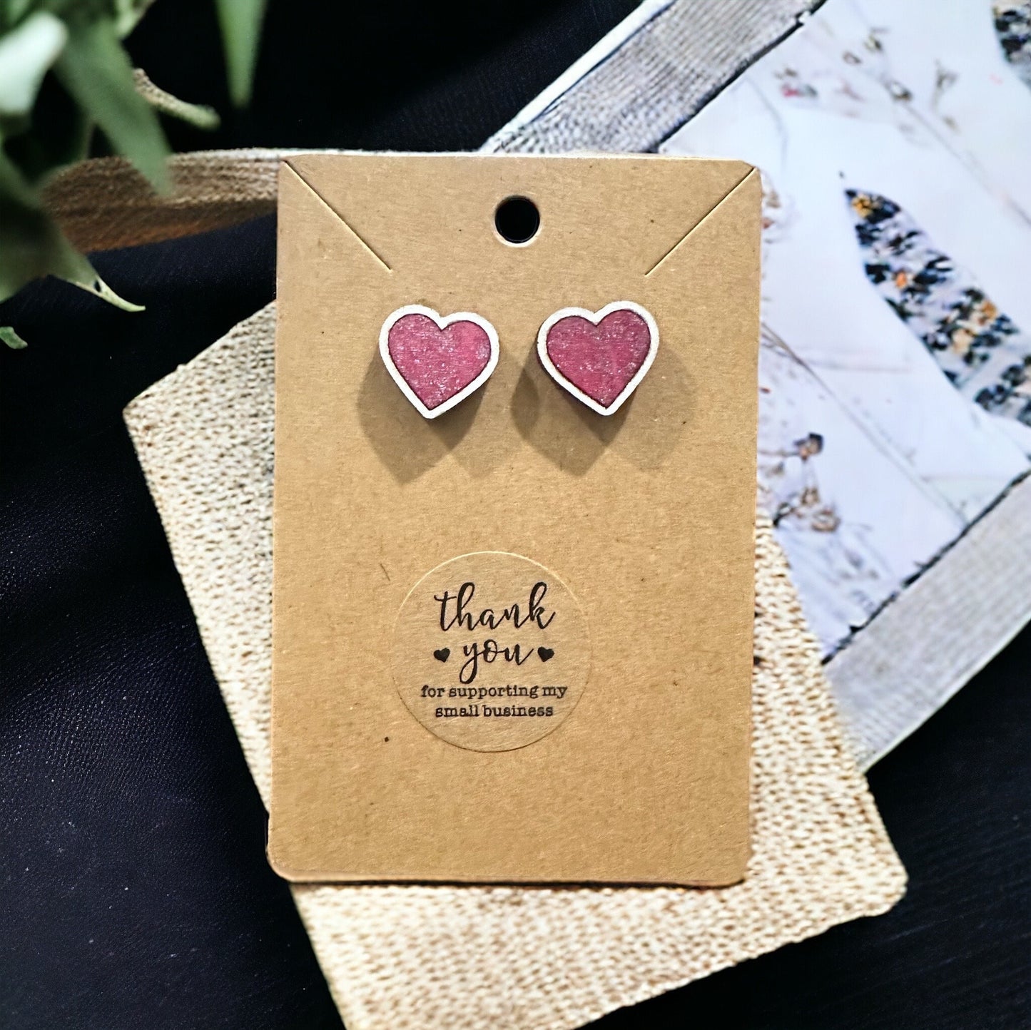 Glitter Heart Medium Earrings