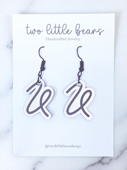 Vipers Script “V” Earrings