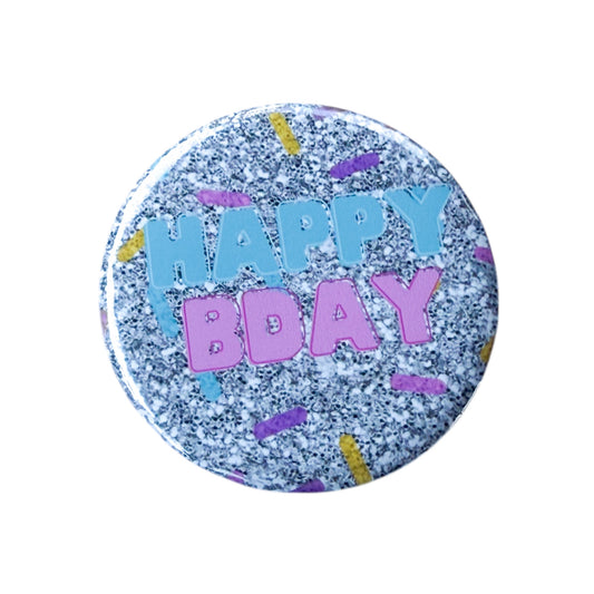 Happy Birthday Glitter Button