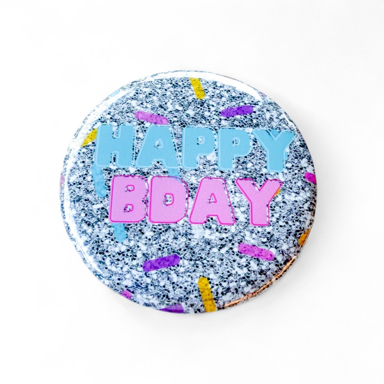 Happy Birthday Glitter Button