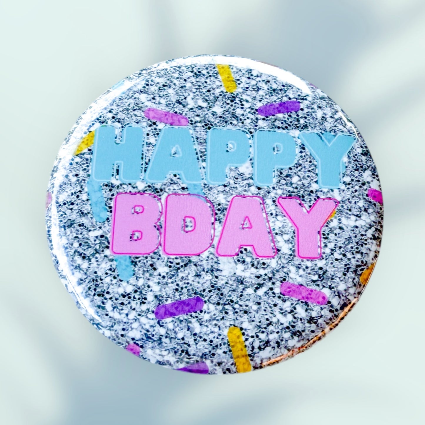 Happy Birthday Glitter Button