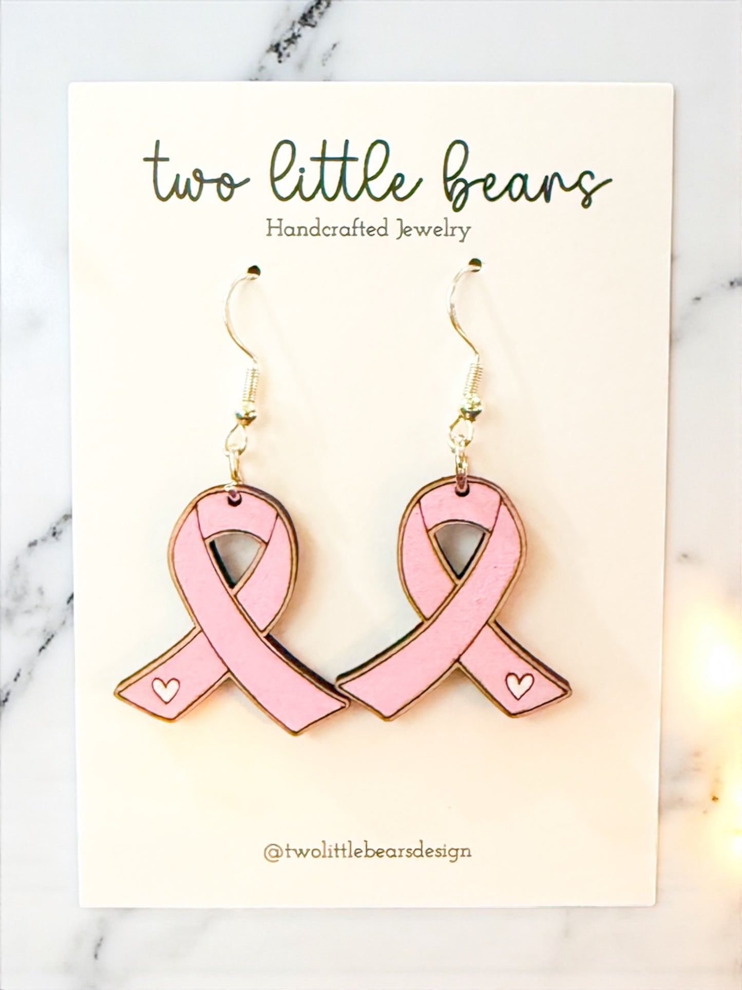 Pink Ribbon Breast Cancer Awareness Earrings