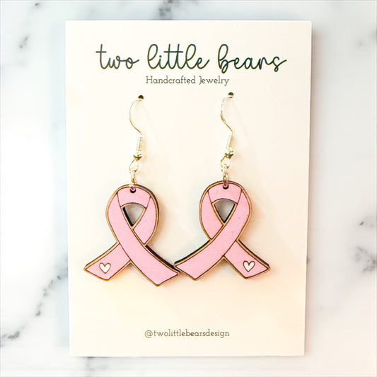Pink Ribbon Breast Cancer Awareness Earrings