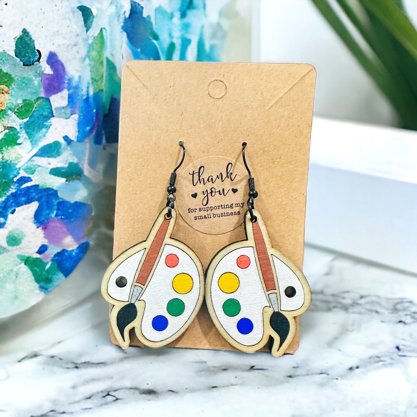 Paintbrush + Paint Earrings