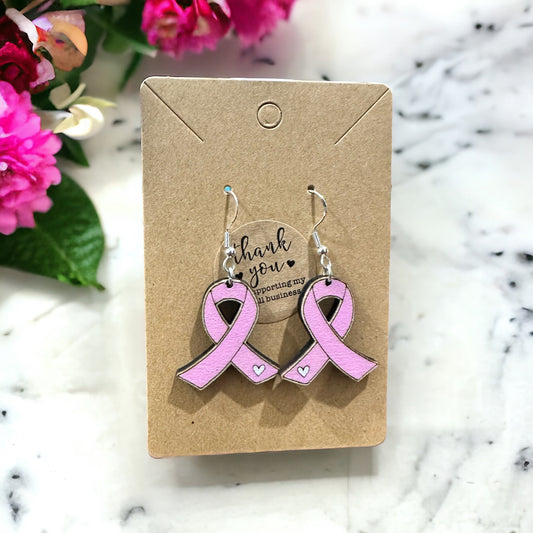 Pink Ribbon Breast Cancer Awareness Earrings | Nurse | Survivor | Save the Tatas